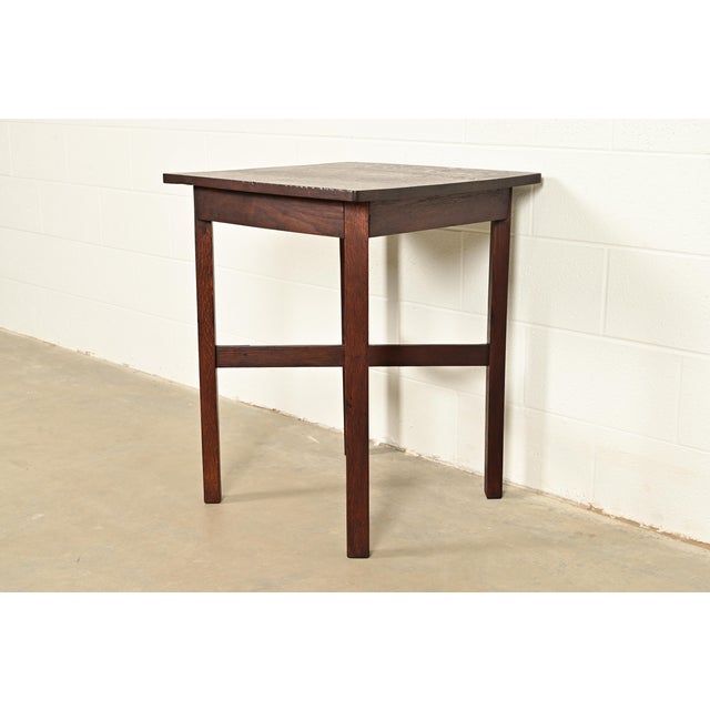 Charles Limbert Stickley Brothers Style Antique Mission Oak Arts & Crafts Tabouret Side Table, Circa 1910 For Sale - Image 4 of 8