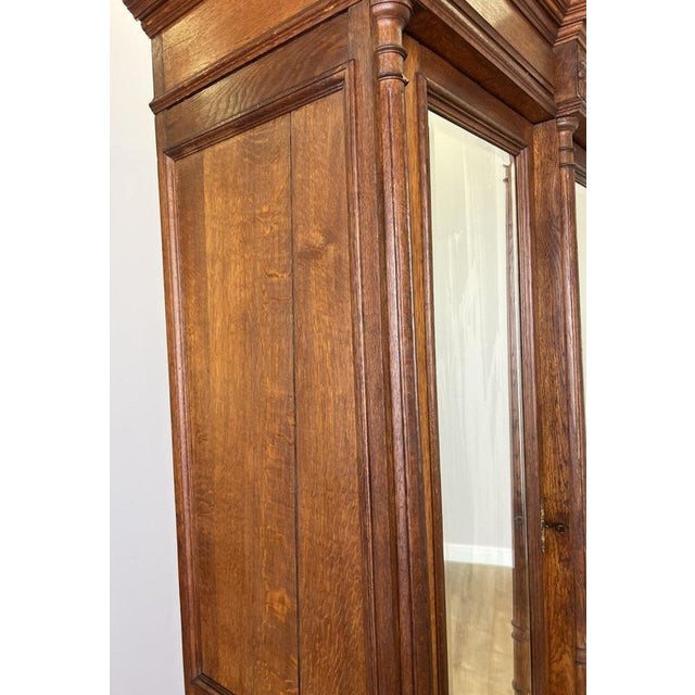 Antique French Carved Oak 3-Door Armoire For Sale - Image 11 of 18