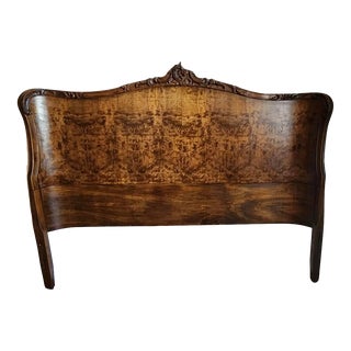 Late 19th Century Louis XVI French Provincial Burled Wood Rococco Mid-Century Full Size Headboard For Sale