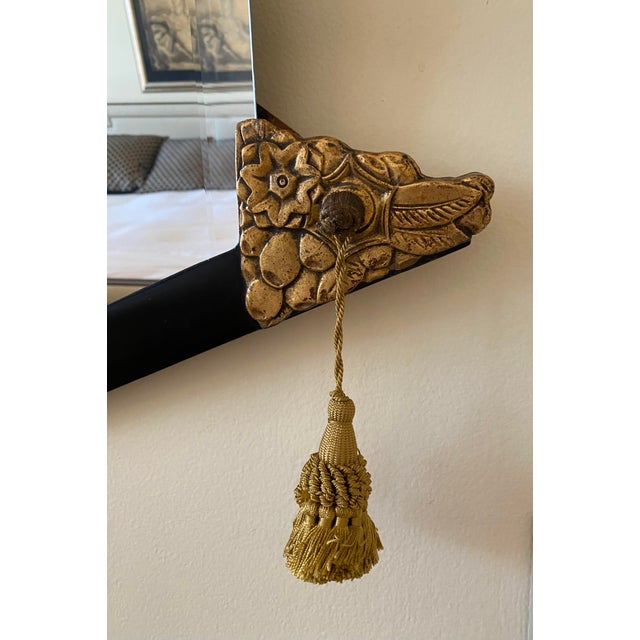 1930s Period French Art Deco Black Lacquered Wood and Gilt Mirror For Sale - Image 4 of 6