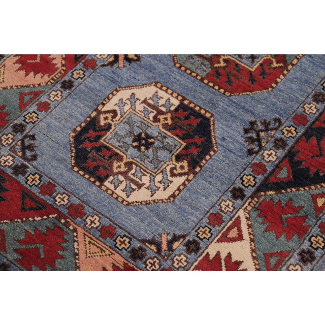Shabby Chic Rustic Ziegler Blue/Multi Wool Runner Rug- 2'8'' X 9'8'' For Sale - Image 3 of 10