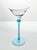 Vintage Aqua Azure Blue Twisted Stem Slanted Wavy Bowl Martini Glasses - a Pair For Sale - Image 4 of 6