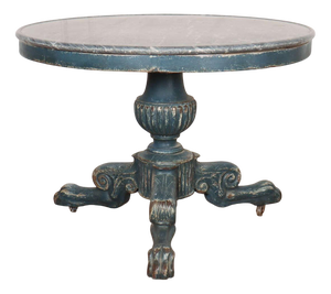 French Painted Gueridon with Marble Top