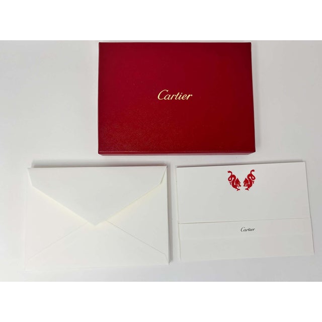 Cartier Card and Envelope Set with the Iconic Red Chinese Dragons Jewelry Design. Authentic Luxury Cartier Stationery Card...