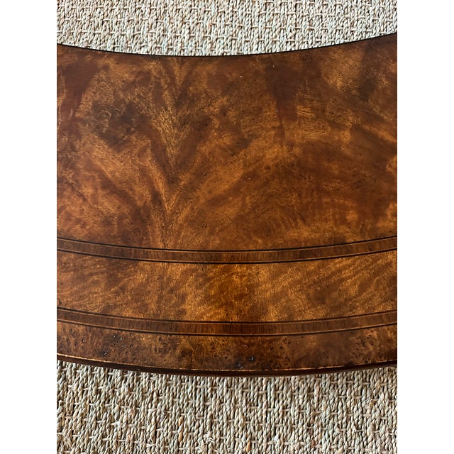 Gorgeous Theodore Alexander Essential Mahogany Flame Wood Round Extension Table- 57"round Extends to 82" Round For Sale - Image 11 of 12