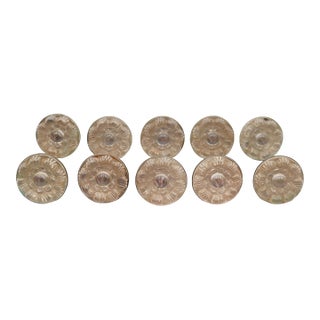Set of Antique Sandwich Glass Brass Drawer Cabinet Knobs For Sale
