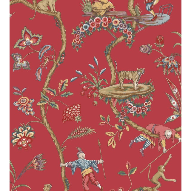 Contemporary Sample - The House of Scalamandré Chinoise Exotique Removable Wallcovering, Tomato For Sale - Image 3 of 3