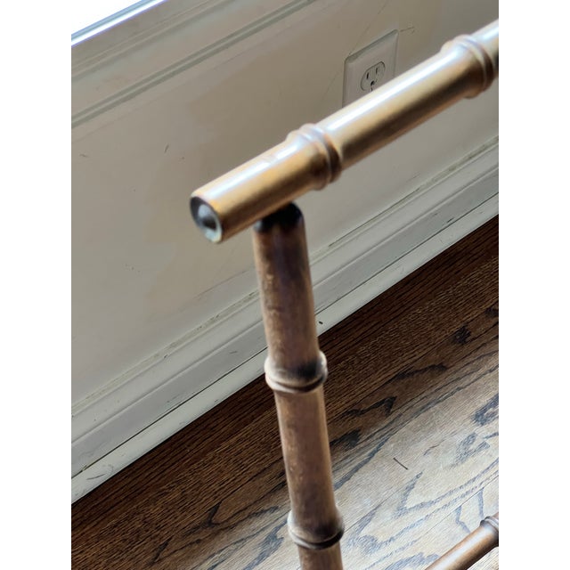 English Vintage Faux Bamboo Wood Blanket Rack / Quilt Stand – Hollywood Regency Coastal Style For Sale - Image 3 of 11