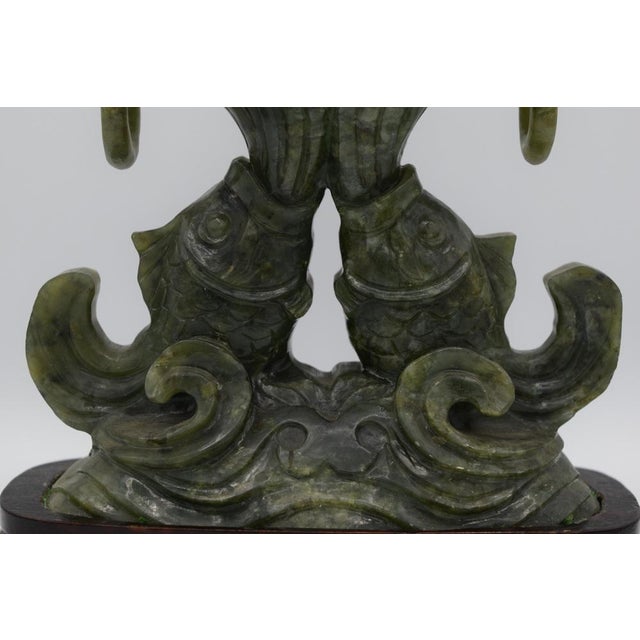 Large Green Serpentine Covered Vase, China For Sale - Image 5 of 13