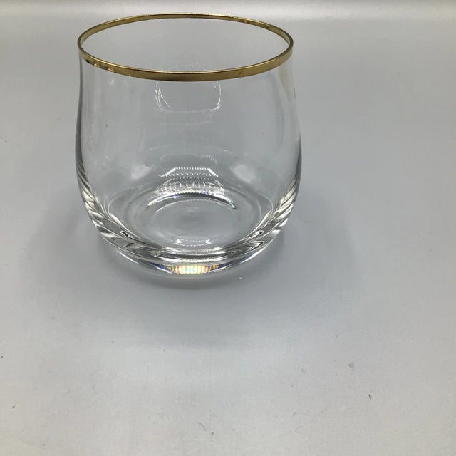 Bohemia Bohemian Crystalex Geneve Old Fashion Gold Rim Whiskey/Scotch/Bourbon Glasses With Pressed Teak Tray-Set of 13 For Sale - Image 4 of 13