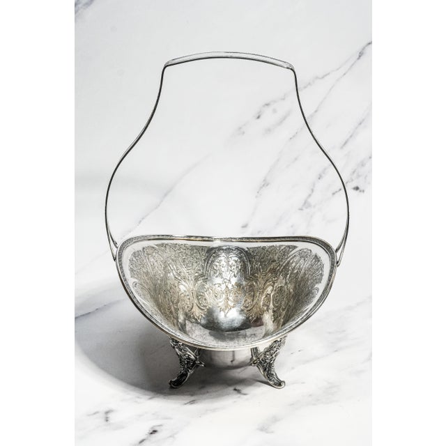 Lovely Antique Wilcox Silverplate Fruit Basket Ornate Footed Centerpiece With Handle Traditional Home Decor For Sale - Image 15 of 17