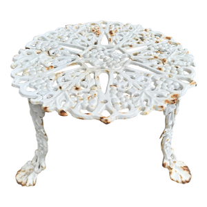 Vintage White Cast Iron Garden Side Table