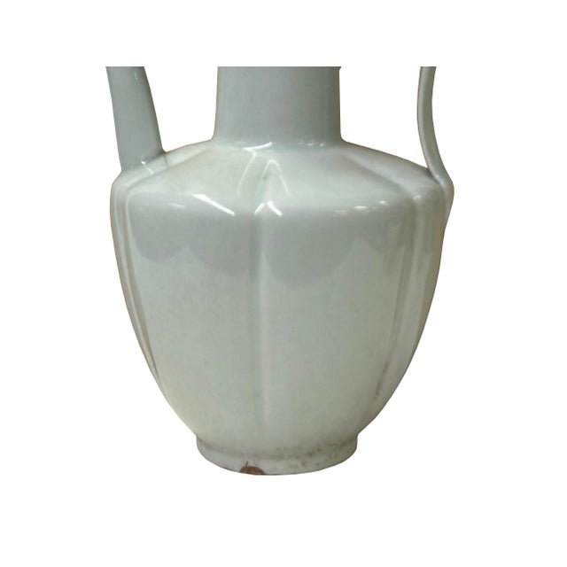 Ceramic Chinese Porcelain Light Celadon White Plain Minimalistic Art Vase For Sale - Image 7 of 10