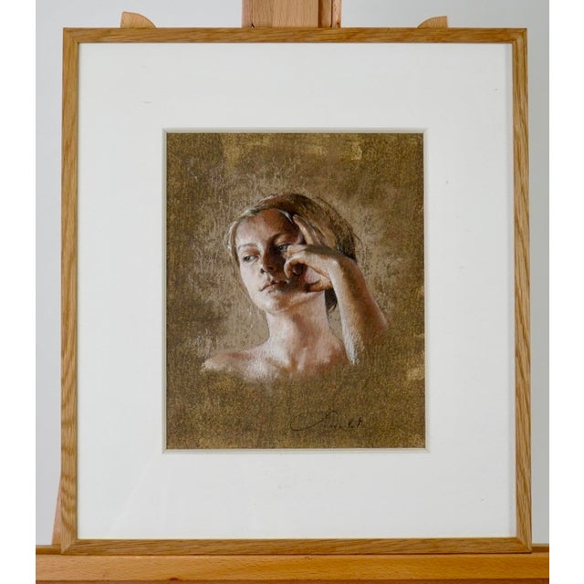 Nathalie Picoulet, Femme Au Bandeau, 2000s, Pastel & Oak & Paper For Sale - Image 5 of 5