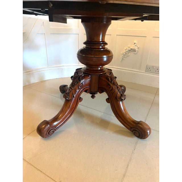 Antique Victorian Burr Walnut Carved Centre Table, 1860 For Sale - Image 12 of 15