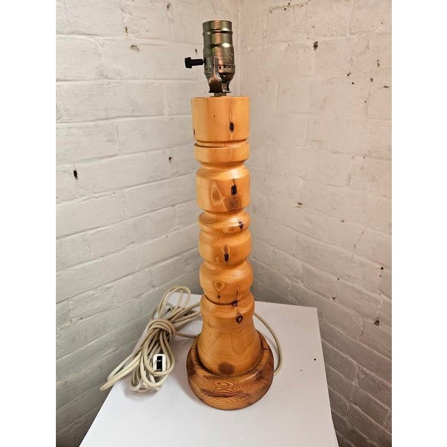 Mid Century Scandinavian Pine Table Lamp For Sale In Providence - Image 6 of 8