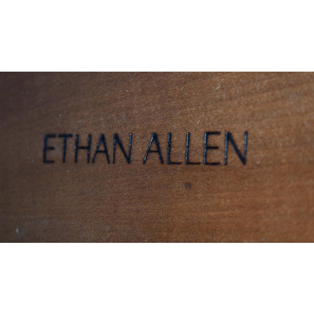 Ethan Allen Black Cherry Round Pedestal Accent Table Biedermeier Empire Style For Sale - Image 15 of 16