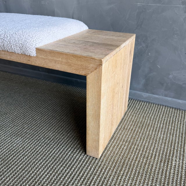 Casi Sheep Bench in White Oak and Natural Genuine Sheep Upholstery For Sale - Image 10 of 15