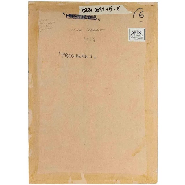 Modern Mino Meno, Prayer 1, Oil Painting, 1977 For Sale - Image 3 of 6