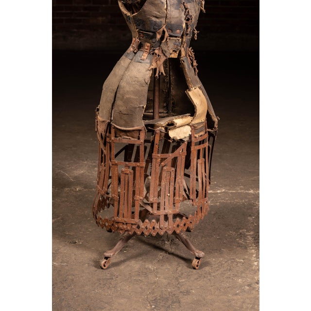 Gray 19th Century Victorian Adjustable Dress Form on Rolling Stand For Sale - Image 8 of 11