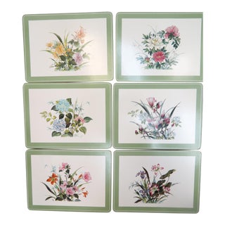 1980s Pimpernel Cork Backed Place Mats "Oriental Floral" in Box - Set of 6 For Sale