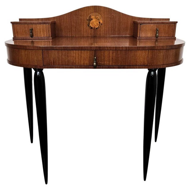 Vintage Italian Walnut and Burl Wood Writing Desk, 1940s For Sale - Image 11 of 11