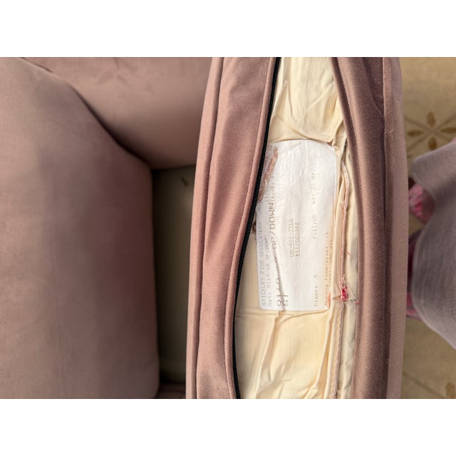 Stickley Down-Filled Café-Au-Lait Velvet Loveseat For Sale - Image 10 of 11