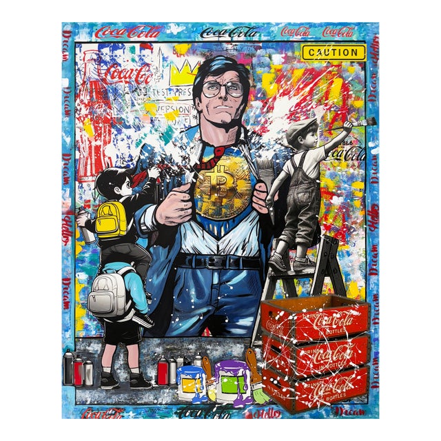 Jozza, Super Coin! Huge Original Painting on Canvas, Signed, 60x48 In. Stretched, 2026 For Sale