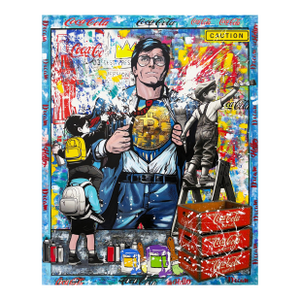 Jozza, Super Coin! Huge Original Painting on Canvas, Signed, 60x48 In. Stretched, 2026