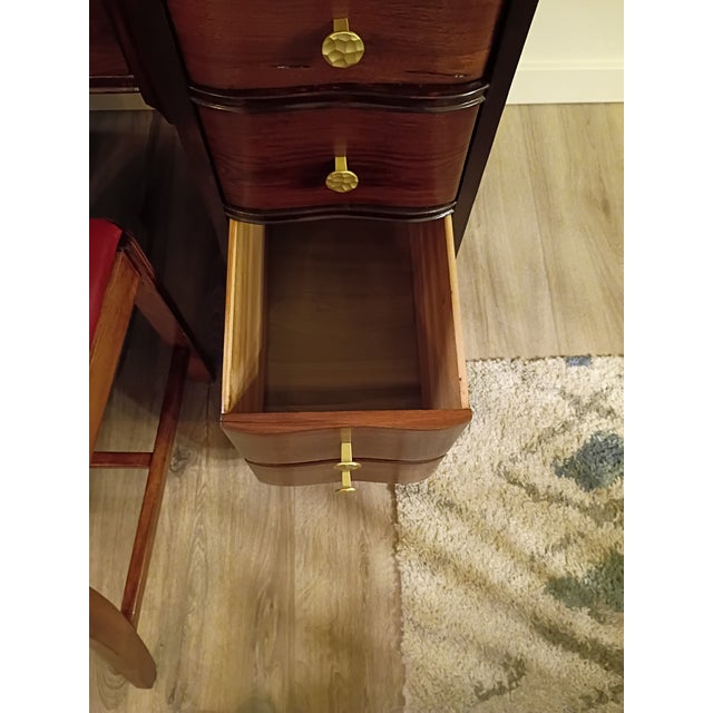 Vintage Solid Wood Desk With Chair For Sale - Image 12 of 18
