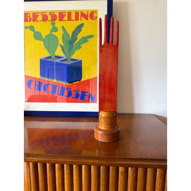 Red Wood Hand Jewelry Display, France 1960s For Sale - Image 12 of 13