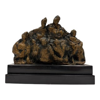 Vintage Phyllis Kresnoff Mid-Century Brutalist Figural Bronze Sculpture For Sale