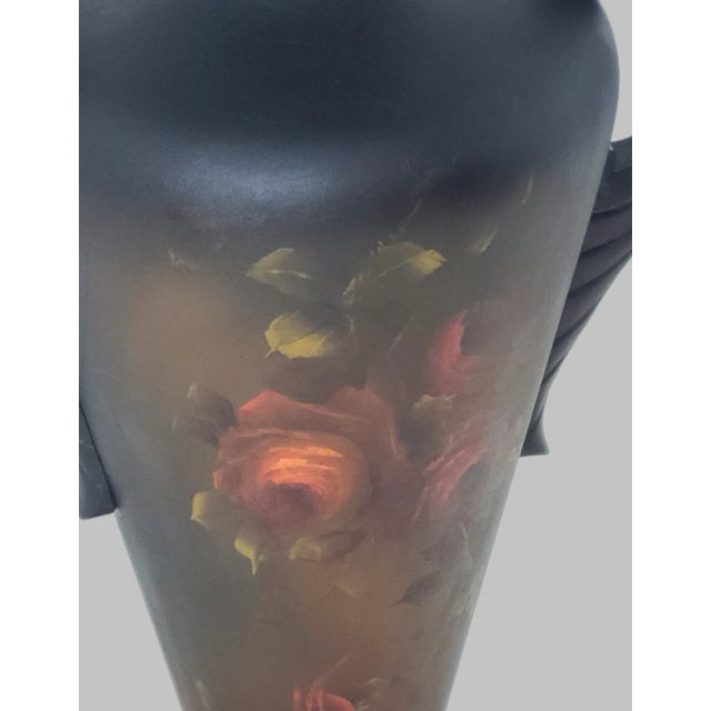 Antique Regency Neclassical Urn Form Hand Painted Romantic Roses Carved Wood Plant Stand For Sale In Philadelphia - Image 6 of 7