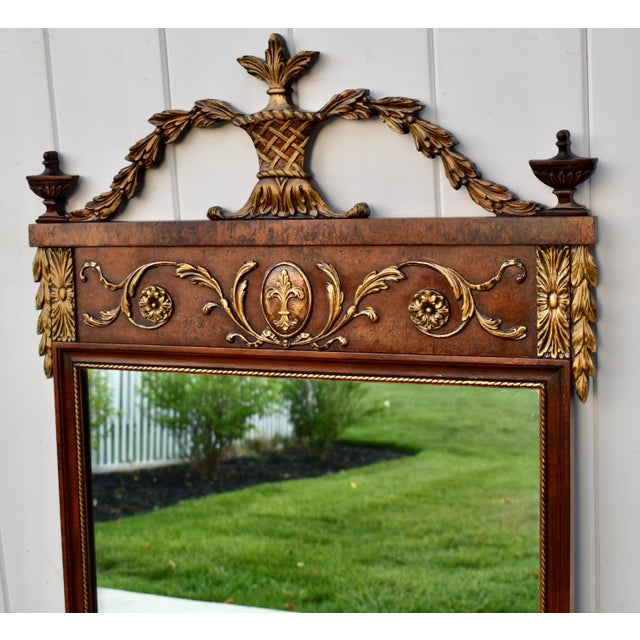Antique Louis XVI Style Walnut Pier Wall Mirror Neoclassical Gilt Urn Crest For Sale - Image 10 of 18