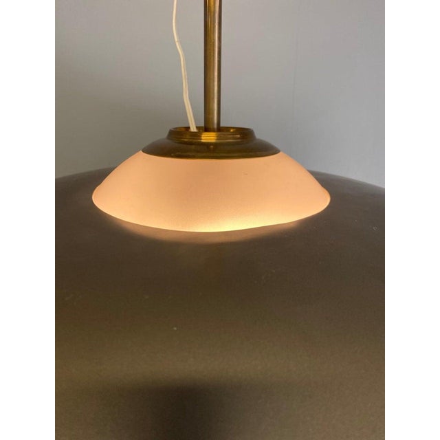 Table lamp, model Lte5, produced by Azucena. Shaped granite base, brass elements, and enameled aluminum diffuser. Three...