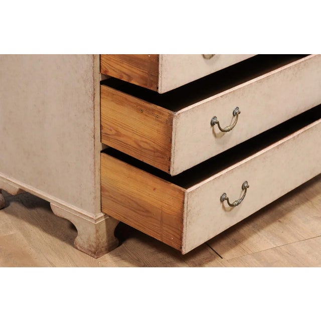Off-white 1834 Swedish Two-part Painted Cabinet with Doors and Graduated Drawers For Sale - Image 8 of 12