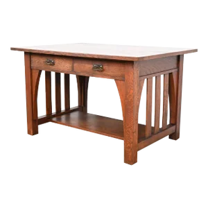 Limbert Antique Mission Oak Arts & Crafts Desk or Library Table, Circa 1910