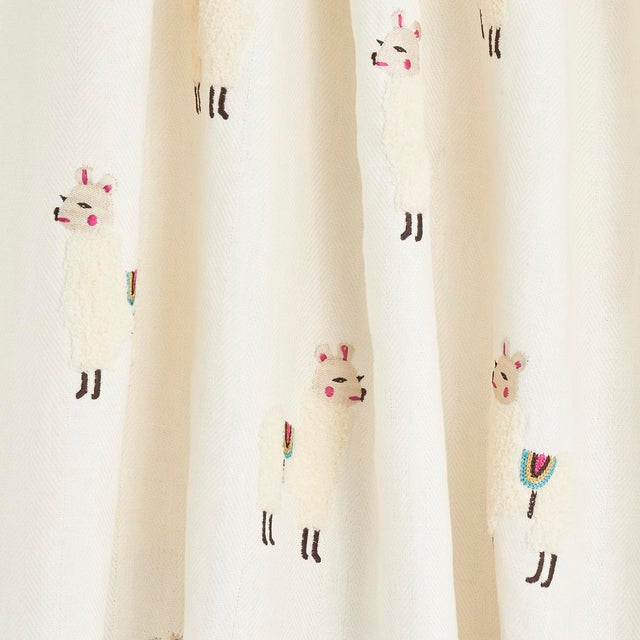 Schumacher Sample - Schumacher Llama Embroidery Fabric, Multi For Sale - Image 4 of 5