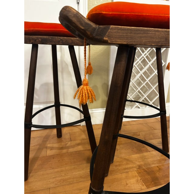 Mid-Century Modern Mid 20th Century Set of Three Spanish Brutalist Bar Stools For Sale - Image 3 of 6