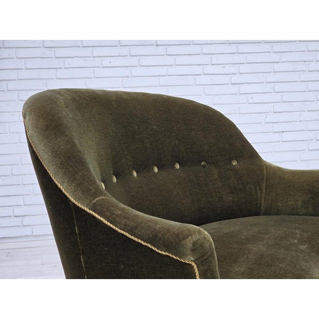 Danish 2-Seater Sofa in Green Furniture Velour, 1960s For Sale - Image 9 of 18