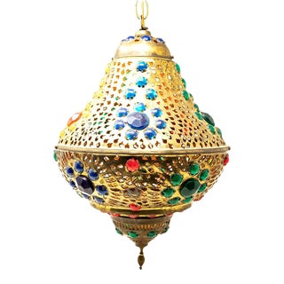 Mid 20th Century Moroccan Brass Hanging Lamp For Sale