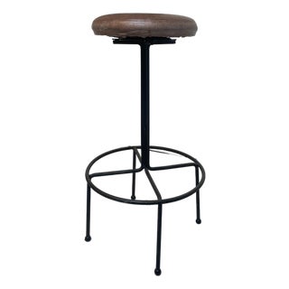 Swivel Barstool in the Style of Frederic Weinberg For Sale