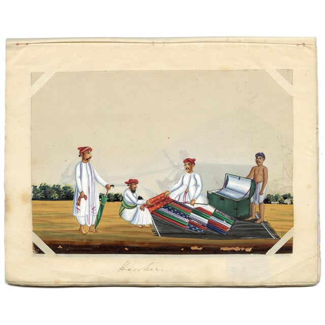 Paper Indian Company School, Hawker (Travelling Cloth Merchant), 1800s, Gouache on Paper For Sale - Image 7 of 9