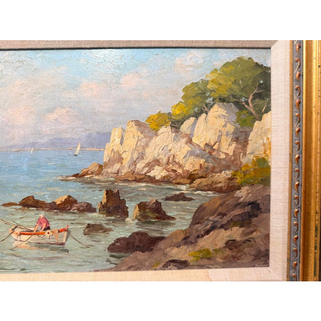 Vintage French Andre Galzenati Impressionism Seascape Nautical Oil Painting Art For Sale In New York - Image 6 of 13