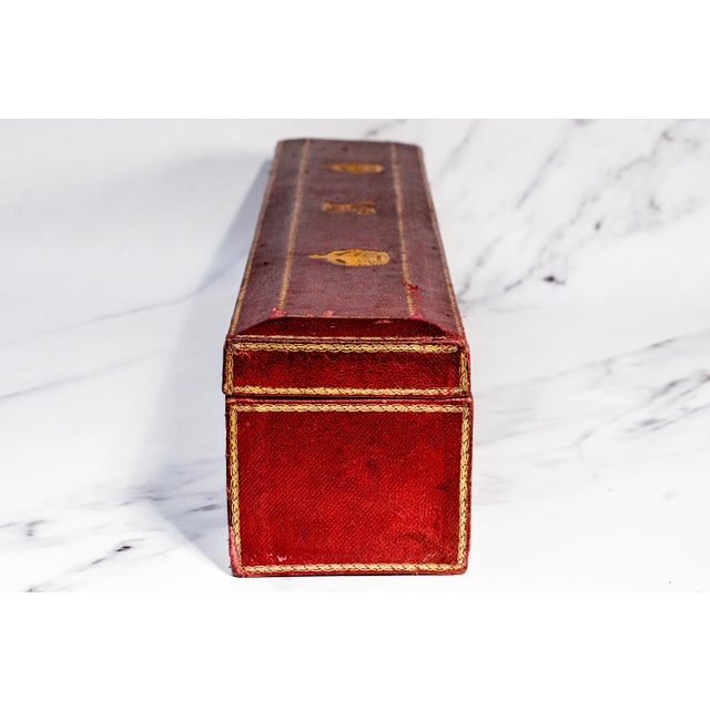 Red Rare King George v Antique Leather Despatch Document Box Royal Memorabilia For Sale - Image 8 of 11