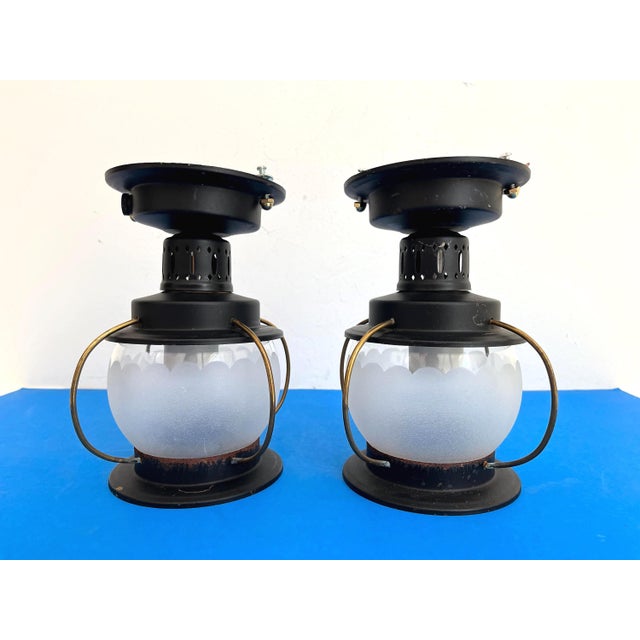 1960s Nautical Lantern Lights, Pair For Sale - Image 6 of 16