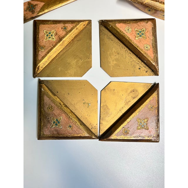 Vintage Italian Florentine desk set with hand-painted gold and pink detailing. This charming collection includes a letter...