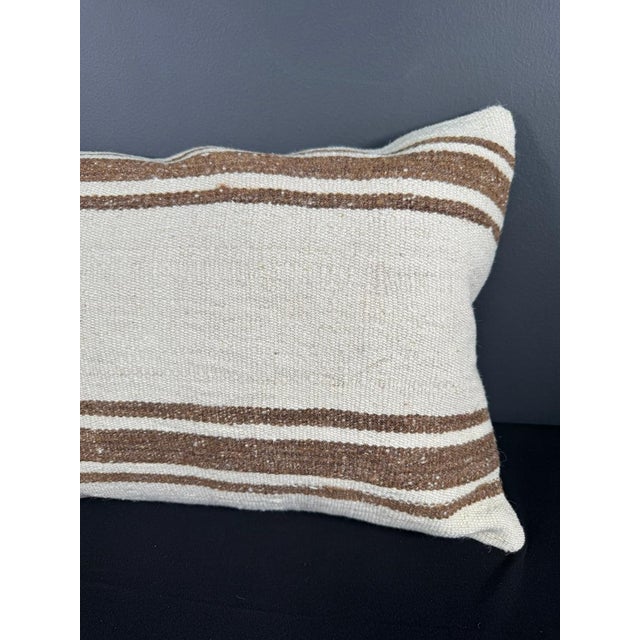 Turkish Hemp Pillow Cushion Natural Beige Brown Pillow Cushion Cover 16" x 24" For Sale - Image 4 of 4