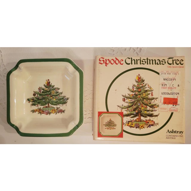 Spode Vintage Spode Christmas Tree Ashtray/Catchall/Trinket Dish Made in England Fine Bone China Holiday Tableware, New-Old Stock in Original Box For Sale - Image 4 of 10