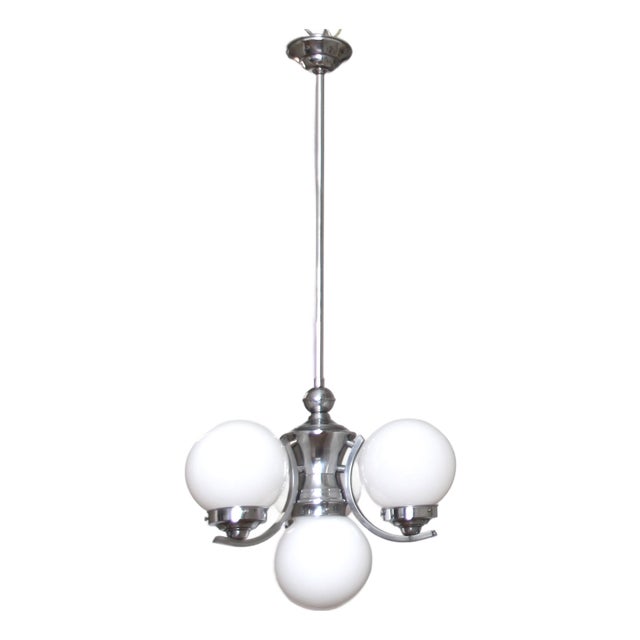 Vintage Bauhaus Glass Chandelier, 1930s For Sale